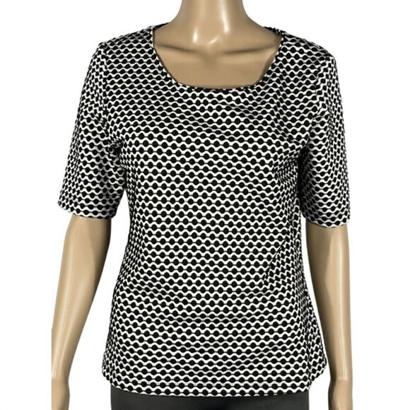 Ruby Rd. Black and White Pattern Blouse - Picture 1 of 8
